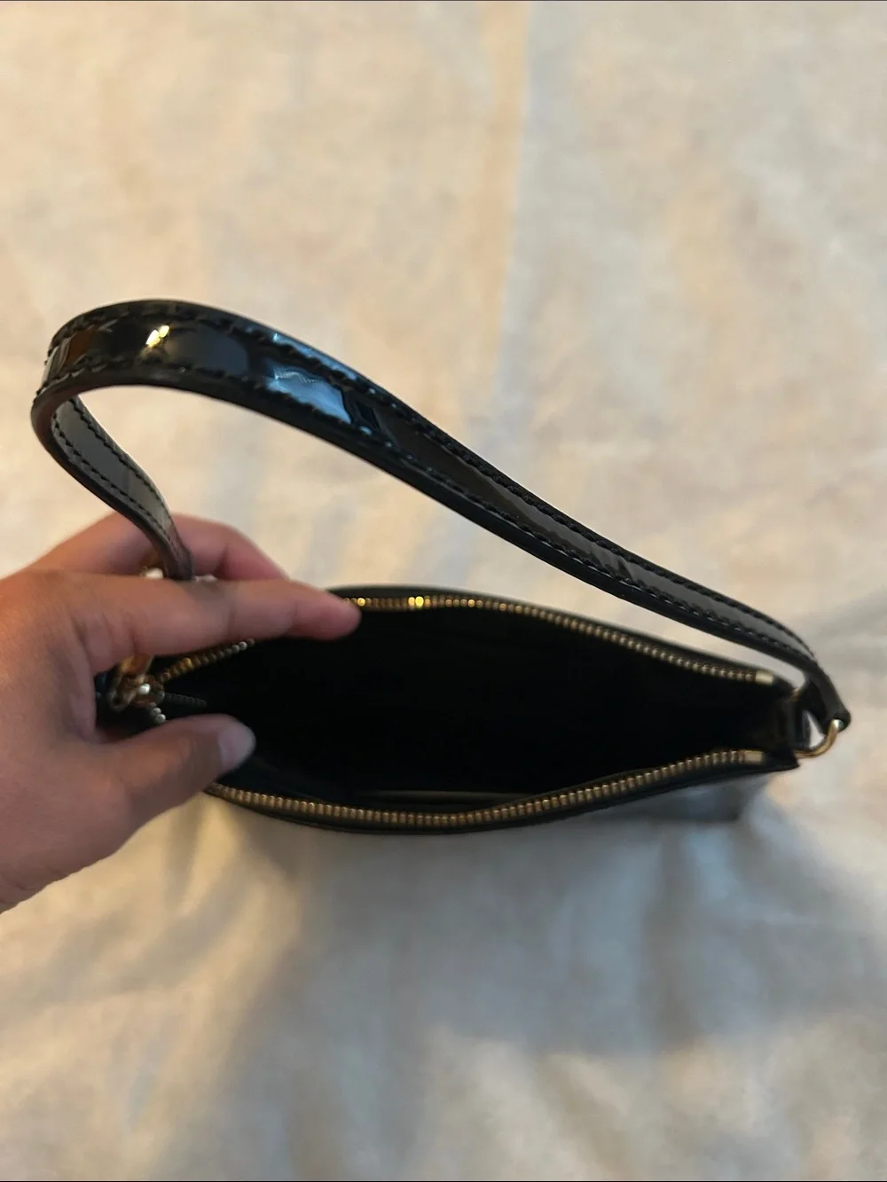 Michael Kors Black Patent Logo Wristlet with Gold Hardware - Picture 3 of 3